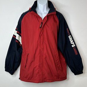 Vtg Chaps Ralph Lauren Windbreaker Jacket With Hood Men’s Spell Out On Sleeve Md